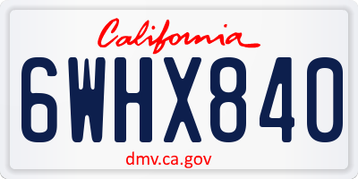 CA license plate 6WHX840