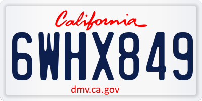 CA license plate 6WHX849