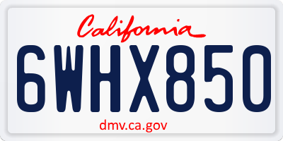 CA license plate 6WHX850