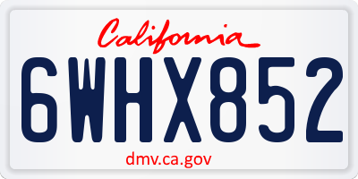 CA license plate 6WHX852