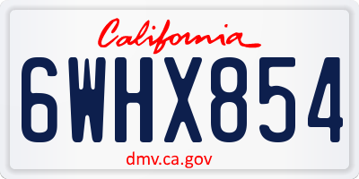 CA license plate 6WHX854