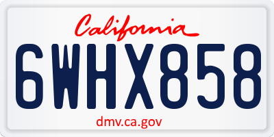 CA license plate 6WHX858