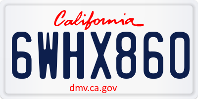 CA license plate 6WHX860