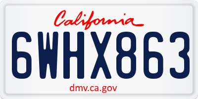 CA license plate 6WHX863