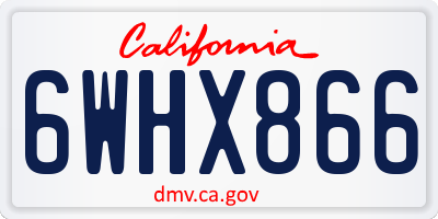 CA license plate 6WHX866