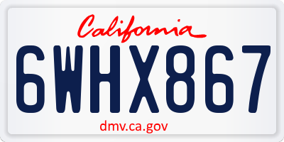 CA license plate 6WHX867