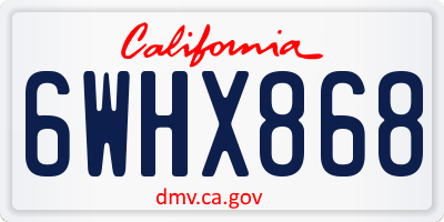 CA license plate 6WHX868