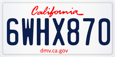 CA license plate 6WHX870