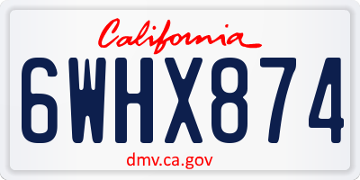 CA license plate 6WHX874