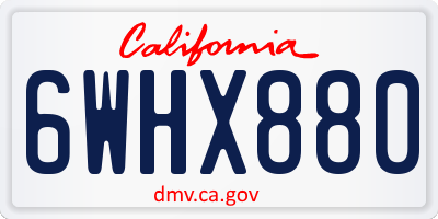 CA license plate 6WHX880