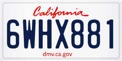 CA license plate 6WHX881