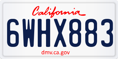 CA license plate 6WHX883