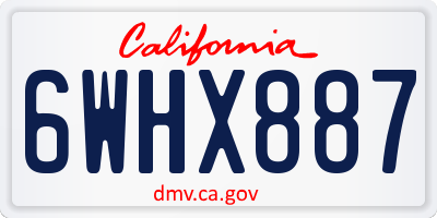 CA license plate 6WHX887