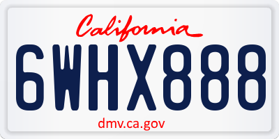 CA license plate 6WHX888