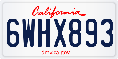 CA license plate 6WHX893