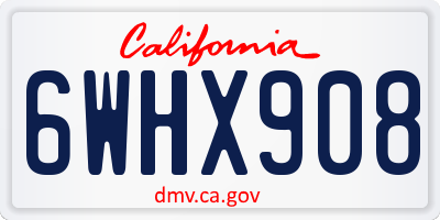 CA license plate 6WHX908