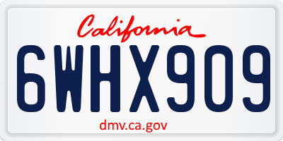 CA license plate 6WHX909