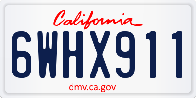 CA license plate 6WHX911