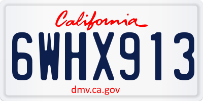 CA license plate 6WHX913