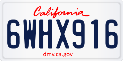 CA license plate 6WHX916
