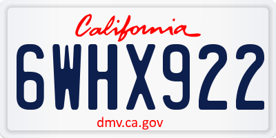 CA license plate 6WHX922