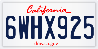 CA license plate 6WHX925