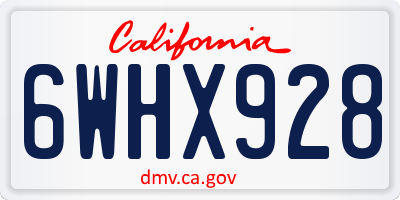 CA license plate 6WHX928
