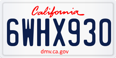 CA license plate 6WHX930