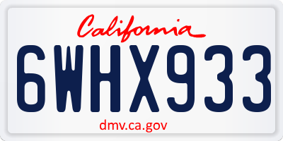 CA license plate 6WHX933