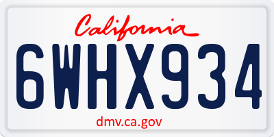CA license plate 6WHX934