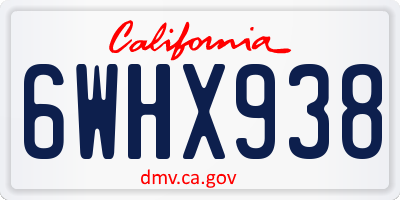 CA license plate 6WHX938
