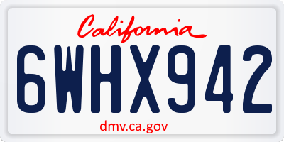 CA license plate 6WHX942