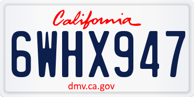 CA license plate 6WHX947