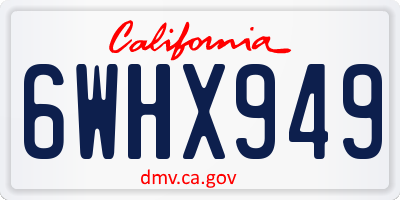 CA license plate 6WHX949