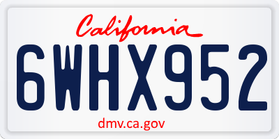 CA license plate 6WHX952