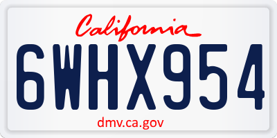 CA license plate 6WHX954