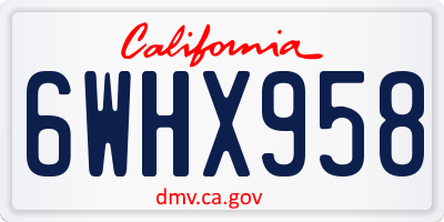 CA license plate 6WHX958