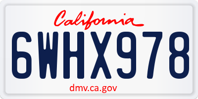 CA license plate 6WHX978