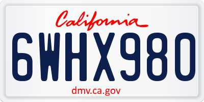 CA license plate 6WHX980