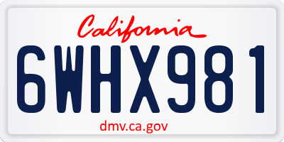 CA license plate 6WHX981
