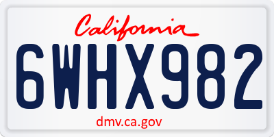 CA license plate 6WHX982