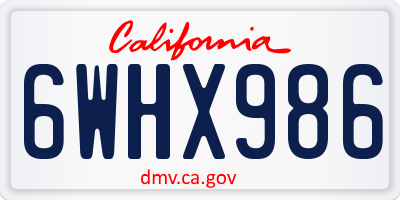 CA license plate 6WHX986