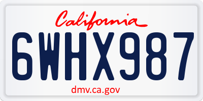 CA license plate 6WHX987