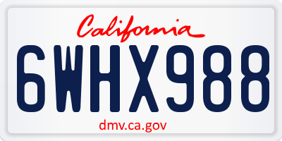 CA license plate 6WHX988