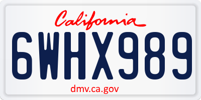CA license plate 6WHX989