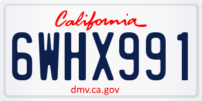 CA license plate 6WHX991