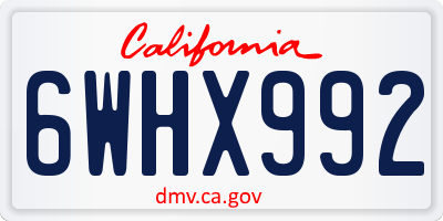 CA license plate 6WHX992