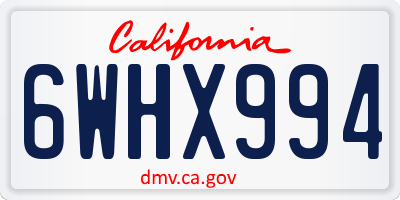 CA license plate 6WHX994