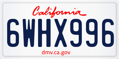 CA license plate 6WHX996