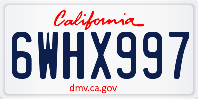 CA license plate 6WHX997